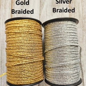 5 jardas de cordão soutache dourado ou prateado de 3 mm imagem 4