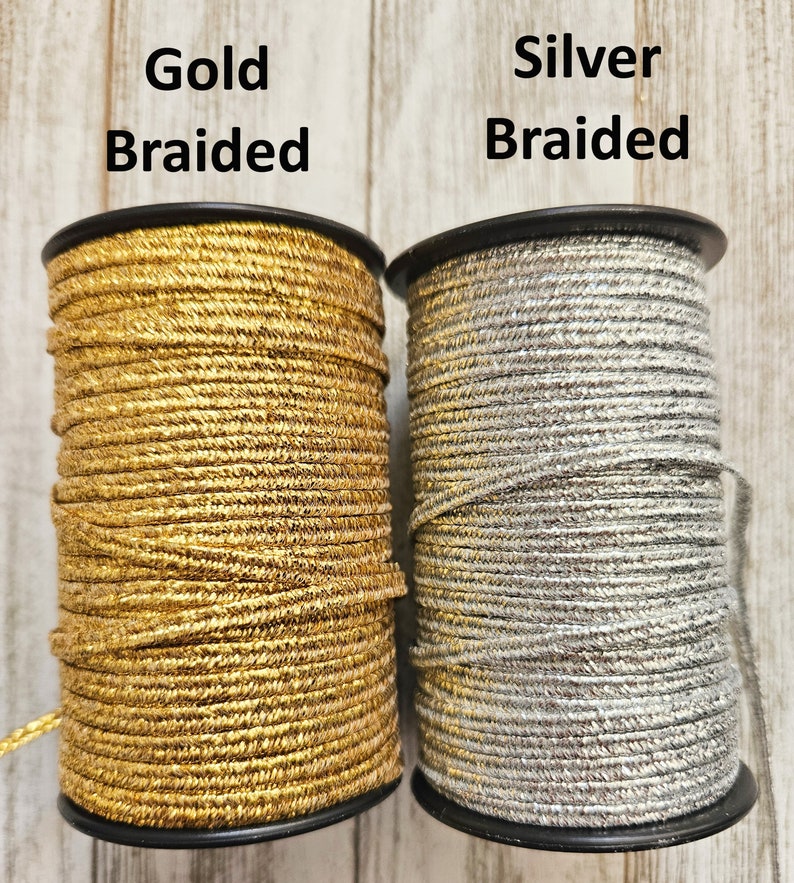 5 jardas de cordão soutache dourado ou prateado de 3 mm imagem 4