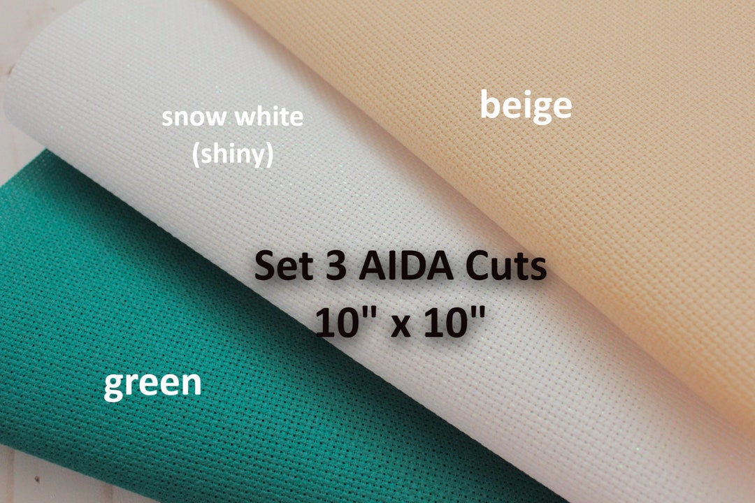 Set 3 AIDA Fabric Cut, 10 X 10, AIDA 14 Count, Cross Stitch Fabric