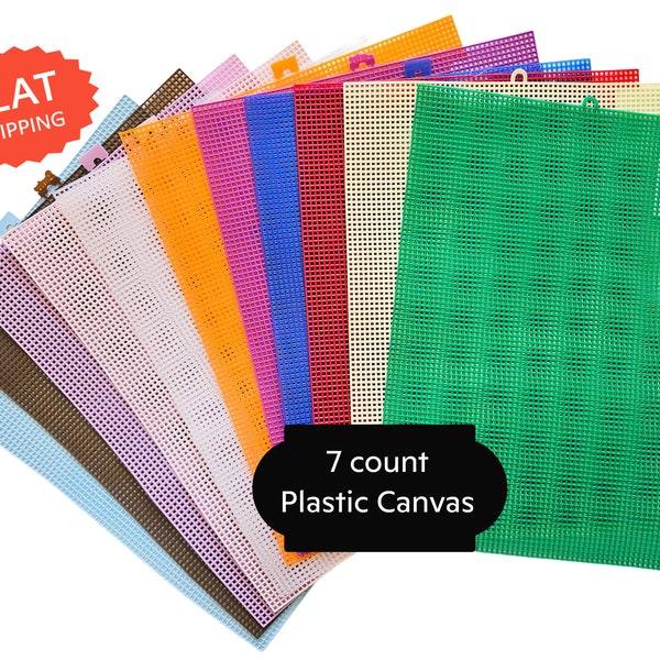 7 count Plastic Canvas 13" x 10" (1 unit canvas), Plastic Needlepoint Canvas, Color Plastic Mesh Sheets For Embroidery, 7 count Canvas