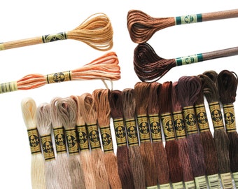 Kit de hilo de bordar DMC Brown Shades, 21 madejas de hilo de algodón