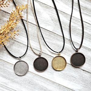 High Quality Metal Pendant Bezels Necklaces  - Circle Shape 1 1/4 (32mm) - Available in Gold, Copper and Silver