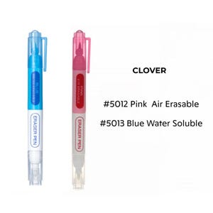 Stylo double pointe avec gomme Clover Chacopen - Rose effaçable à l'air n° 5012 ou bleu n° 5013 soluble dans l'eau