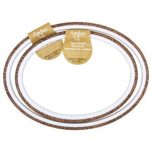 Anchor Oval Embroidery Hoop, Wooden Imitation Hoop, Cross Stitch Hoop, Flexi Hoop for Hand Embroidery, Cross Stitch Frame,Embroidery Display