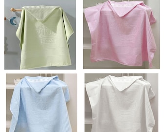 Babyhanddoek om te kruissteken - badhanddoek met capuchon, badhanddoek of gezichtshanddoek om te kruissteken "Baby Classic" van Dohler