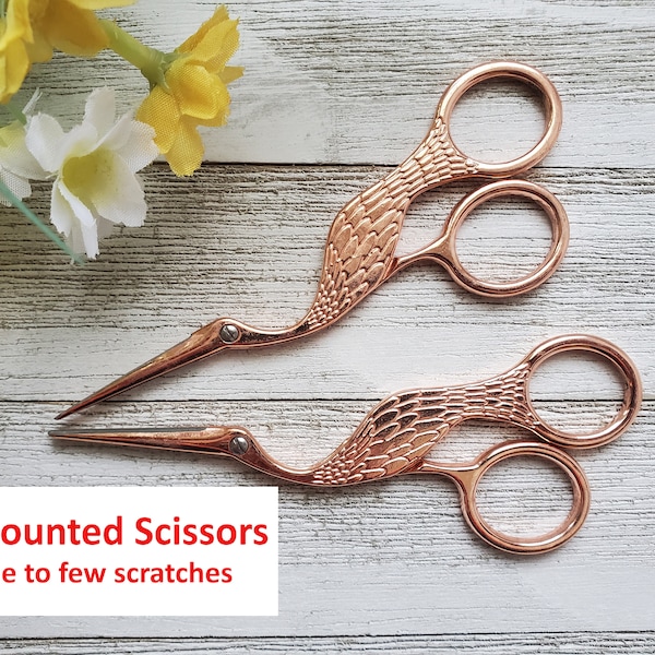 Medium Scissors Crane Style DISCOUNTED PRODUCT Due to few Scratches, Bird Scissors, Stork Craft Scissors, Rose Gold Scissors, Embroidery