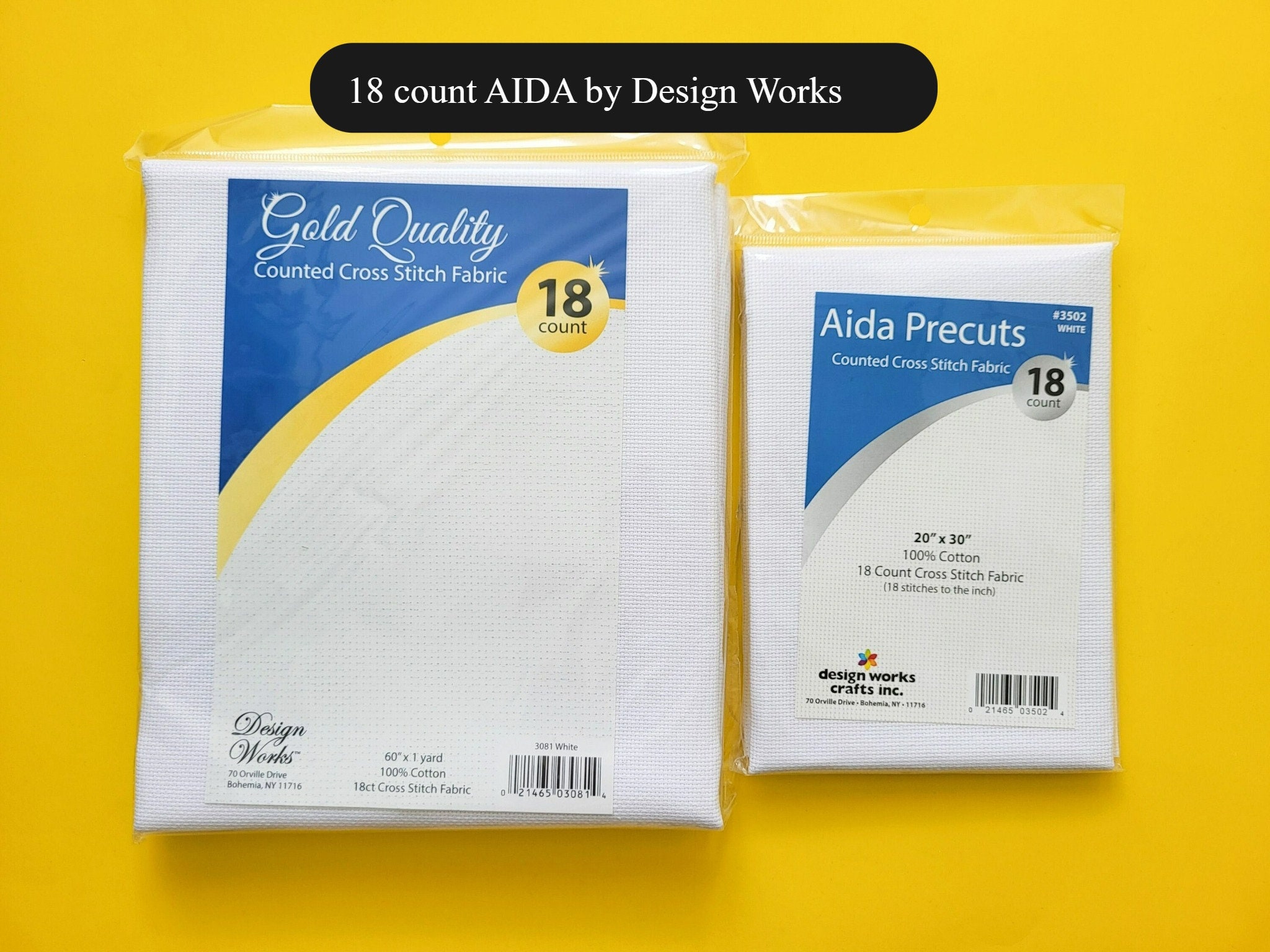 Design Works Gold Quality Aida 14 Count - Black - 15x18