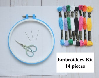 14 Pcs Embroidery Kit, Embroidery Kit for Beginners, Cross Stitch Tool Kit, Stitch Beginner, Embroidery Set,Cross Stitch Tool,DIY Embroidery