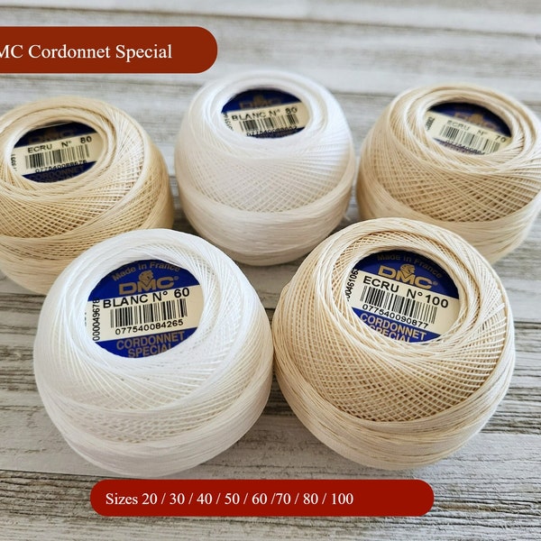 DMC Cordonnet Special Art. 151, DMC Cordonnet Size 20, 30, 40, 50, 60, 70, 80, 100, Cordonnet White, Cross Stitch Floss, Crochet Cotton Lace