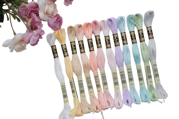 12x Pastels DMC Flosses, Dmc Threads, DMC Kit, Dmc Set of Colors, Dmc Cotton Floss, Dmc Embroidery Floss, Pastel Threads, Cross Stitch Floss