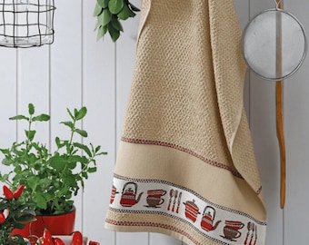 Toalla de cocina para bordar en punto de cruz (45 cm x 70 cm) Color Marrón de Dohler Toalla Picnic/ AIDA, Toalla para bordar en punto de cruz, Toalla de cocina Marrón