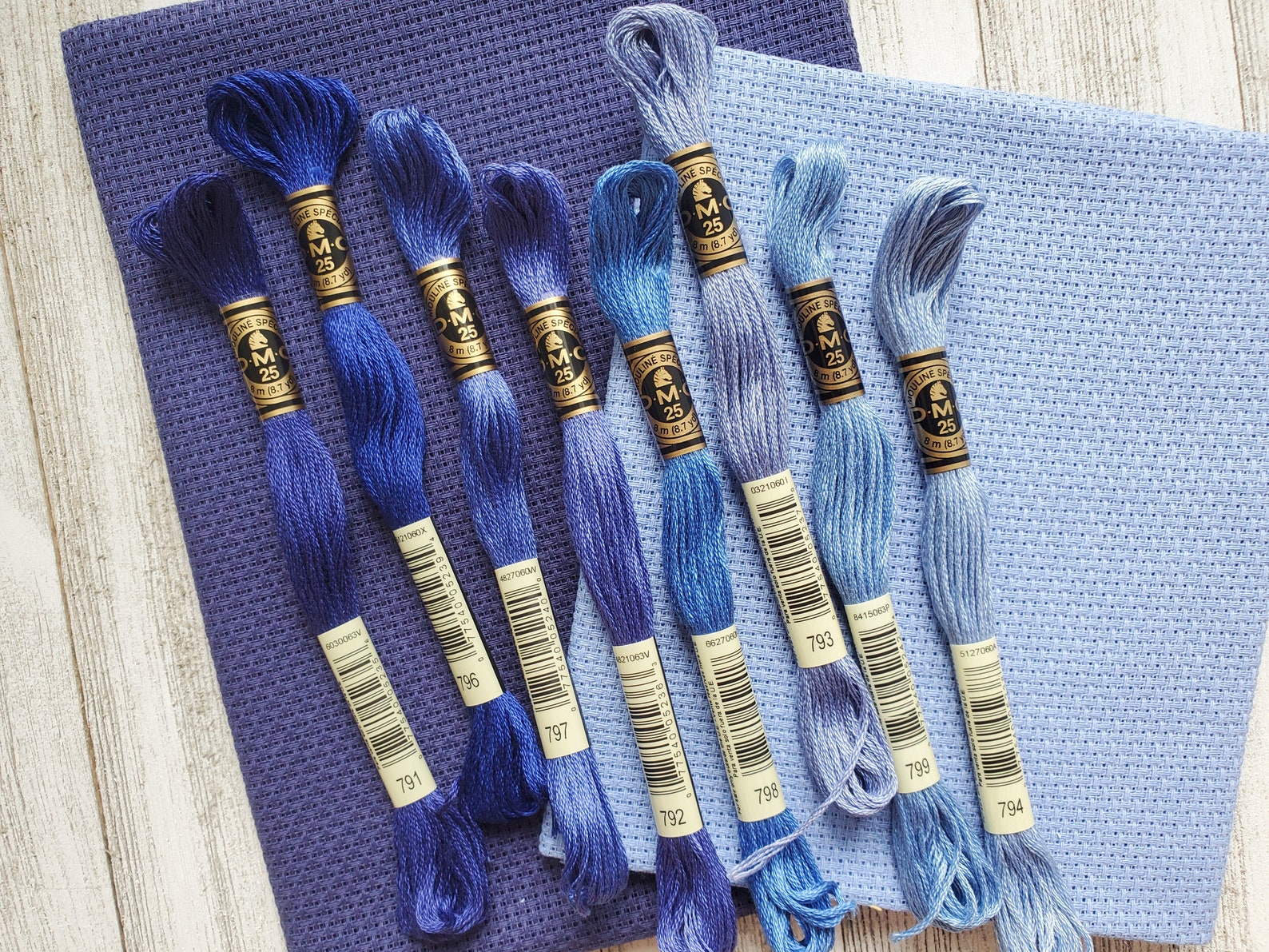 Blue Dmc Thread 8x Blue DMC Flosses,dmc Threads, DMC Kit, Dmc Set of Colors, Dmc Cotton ...