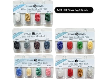 4/Pkg Mill Hill Glass Seed Beads Mini Packs 2.5mm 830mg Assortment Pack/ Mill Hill Project Pack/ Tiny Beads, Small Beads for Embroidery