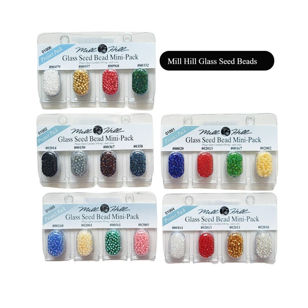 4/Pkg Mill Hill Glass Seed Beads Mini Packs 2.5mm 830mg Assortiment Pack/ Mill Hill Project Pack/ Minuscules perles, petites perles pour la broderie