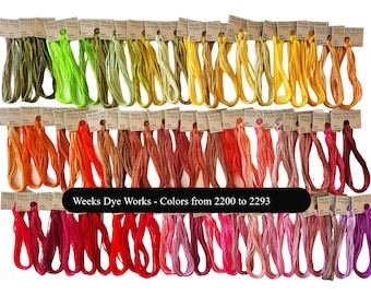 Weeks Dye Works - Colors from 2200 to 2293 *Flat Shipping*/ Hand Over Dyed Floss / 6-strand Floss / Cross Stitch Floss / Variegated Floss/