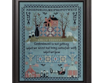 Cross Stitch Pattern "Amish Country" by Twin Peak Primitives/ Physical Pattern/ Vintage Cross Stitch Pattern/ Amish Cross Stitch Pattern