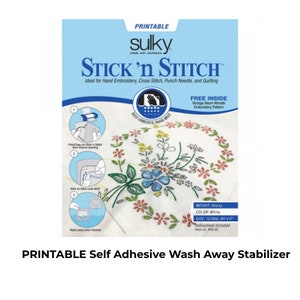 Sulky Stick N Stitch Self Adhesive Wash Away Stabilizer Twelve Sheets of 8-1/2 x 11