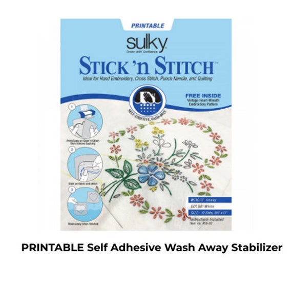 Sulky Stick N Stitch Self Adhesive Wash Away Stabilizer Twelve Sheets of 8-1/2 x 11