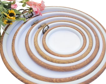1x Embroidery Hoop Round Shape - Wooden Imitation Hoop - Made of Plastic