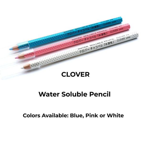 Crayon soluble dans l’eau CLOVER - Blanc, Rose ou Bleu, Crayon de courtepointe, Crayon blanc de marquage de couture, Marqueur effaçable à l’eau, Marqueur de courtepointe