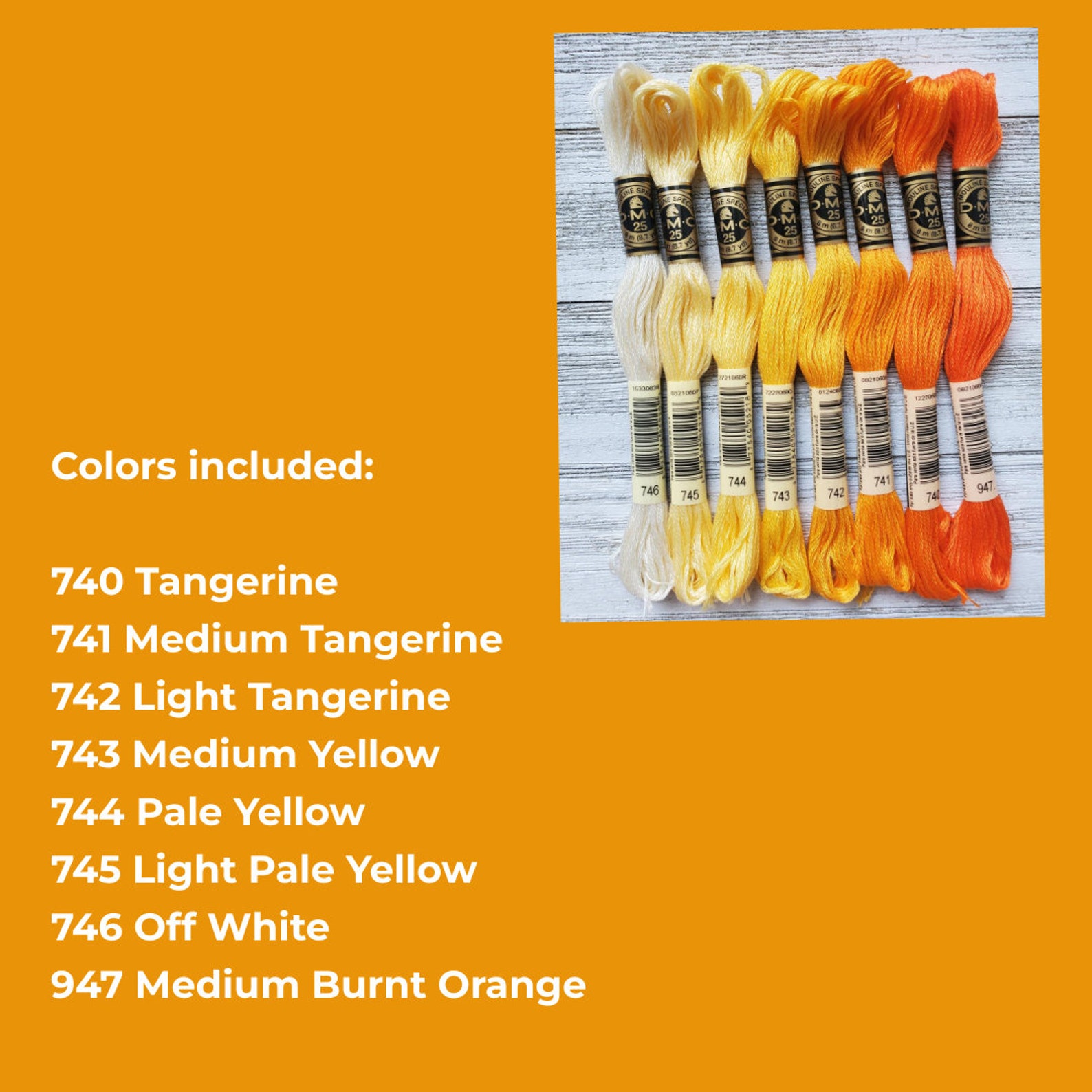 8x Orange DMC Flosses, Dmc Threads, DMC Kit, Dmc Set of Colors, Dmc ...