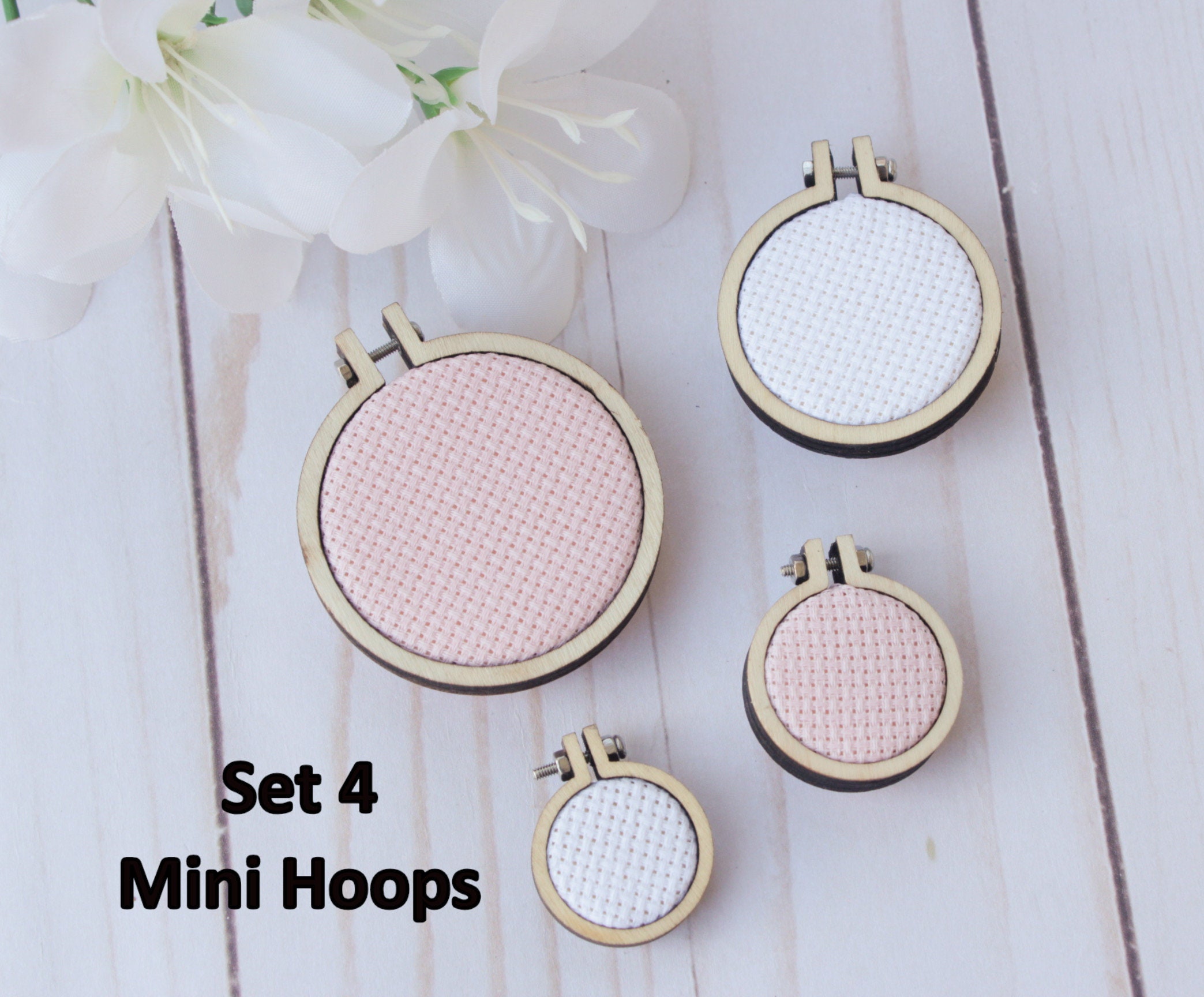 Set 4 Mini Wooden Embroidery Hoops Hoop for Cross Stitch Etsy