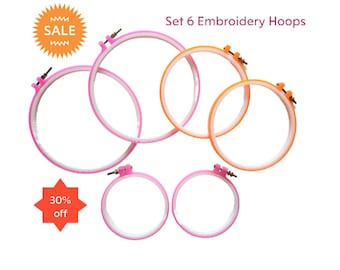 SALE 6x Plastic Embroidery Hoop - 2x 12cm/ 2x 15.7cm/ 2x 19cm  Cross Stitch Hoop, Hoop for Hand Embroidery, Hoop Frame, Pink Embroidery Hoop