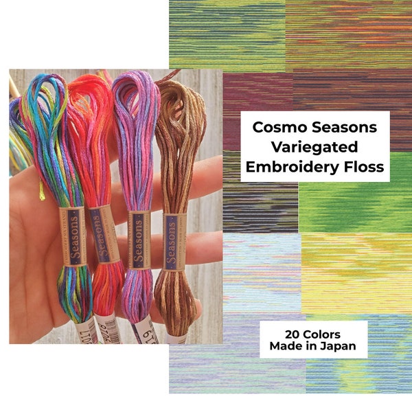 COSMO Seasons Variegated Embroidery Floss - 8 meters, Floss made in Japan, Cross Stitch Floss, Variegated Thread, Multicolor Thread