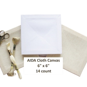 AIDA Cloth Canvas to Cross Stitch - 6" x 6", White AIDA Cloth, Cross Stitch AIDA, Aida 14 count, Cross Stitch Fabric, Cross Stitch Cloth