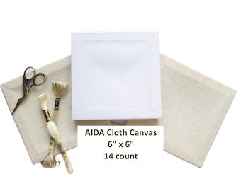 White AIDA Cloth Canvas – 6" x 6", 14 Count