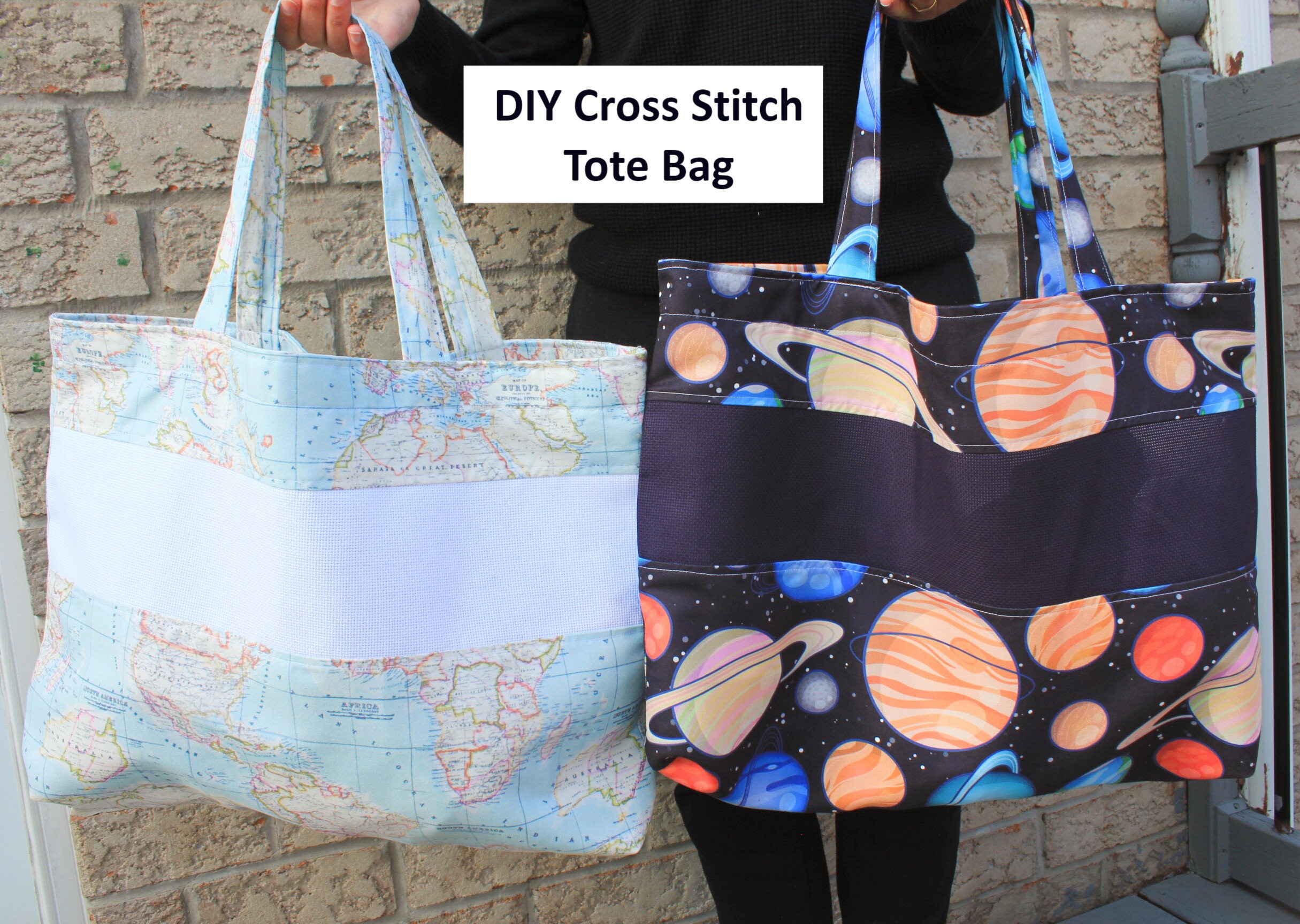 DIY Cross Stitch Tote Bag Bag to Cross Stitch World Map Bag Etsy