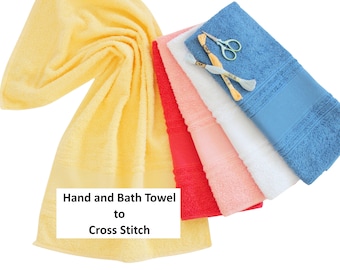 Bath Towel to Cross Stitch 28"x55" or Hand Towel 18"x31", Needlepoint Towel, AIDA Towel Bath Towel Cross Stitch, Embroidery Towel, AIDA