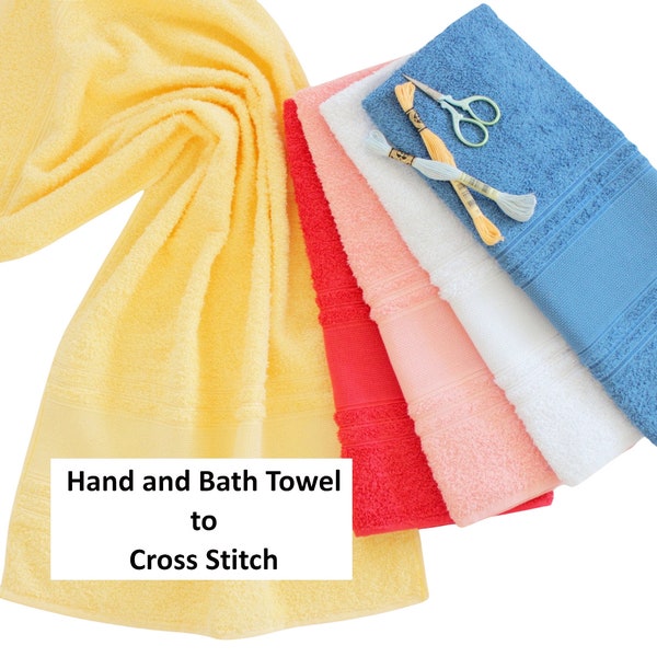 Bath Towel to Cross Stitch 28"x55" or Hand Towel 18"x31", Needlepoint Towel, AIDA Towel Bath Towel Cross Stitch, Embroidery Towel, AIDA