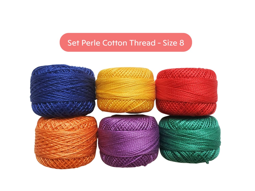 6x Pearl Cotton Size 8 Thread Sampler 5g or 10g Pack Crayon, Perle