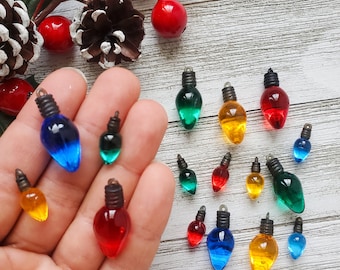 12 pcs Christmas Light Embellishments-  Old Fashioned Plastic Charms