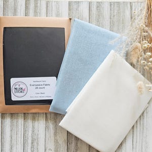 28 count Evenweave Fabric 19&quot; x 19&quot; (48.2cm x 48.2cm) or Yard by Million of Stitches - Colors Available:  Off White, Light Blue and Black