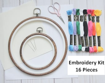 16 Pcs Embroidery Kit, Embroidery Kit for Beginners, Cross Stitch Tool Kit, Stitch Beginner, Embroidery Set,Cross Stitch Tool,DIY Embroidery