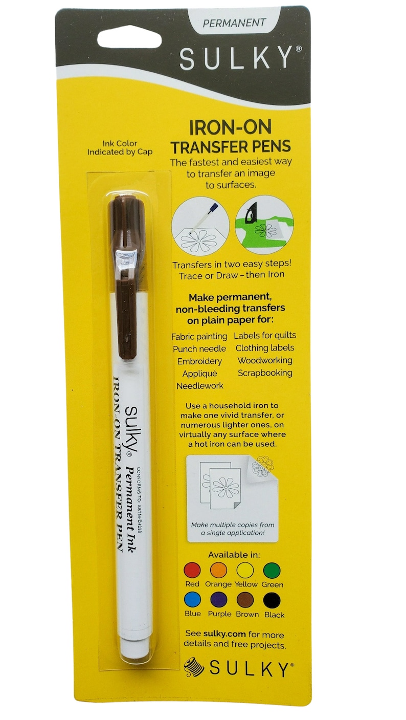 SULKY Ironon Transfer Pen Black Brown Yellow Red Blue Etsy