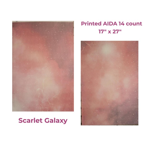 14ct Printed Aida Fabric - Scarlet Galaxy 17"x 27" (45cm x 68cm),Fabric Flair AIDA, Printed AIDA, Galaxy Printed AIDA, Galaxy Aida Cloth