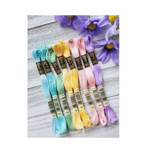 8x Pastel DMC Flosses, Dmc Threads, DMC Kit, Dmc Set of Colors, Dmc Cotton Floss, Dmc Embroidery Floss, Pastel Threads, Cross Stitch Floss