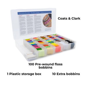 Coats & Clark Storage Box and Floss Bobbins 100/Pkg, Embroidery Threads Storage Box, Embroidery Floss Organizer, Plastic Box with Divisions