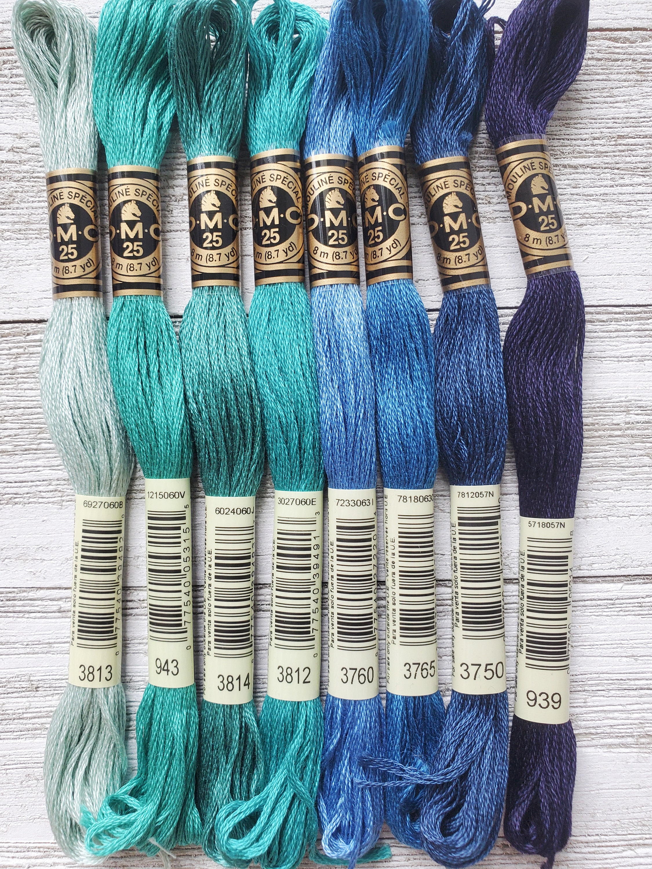 Blue Dmc Thread 8x Blue and Teal DMC Flosses, Dmc Threads, DMC Kit, Dmc Set of Colors ...
