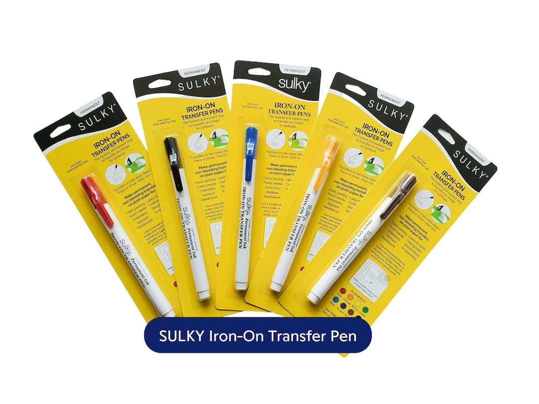 SULKY Ironon Transfer Pen Black, Brown, Yellow, Red, Blue, Permanent