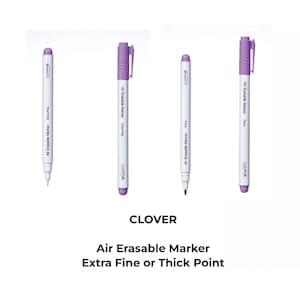 Marqueur effaçable à l'air de Clover - Violet - Pointe épaisse (5031) ou pointe extra fine (5030) stylo pour transferts de motifs, marquage de motifs de couture