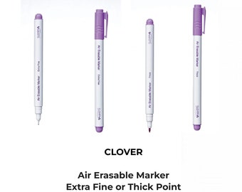 Marqueur effaçable à l'air de Clover - Violet - Pointe épaisse (5031) ou pointe extra fine (5030) stylo pour transferts de motifs, marquage de motifs de couture