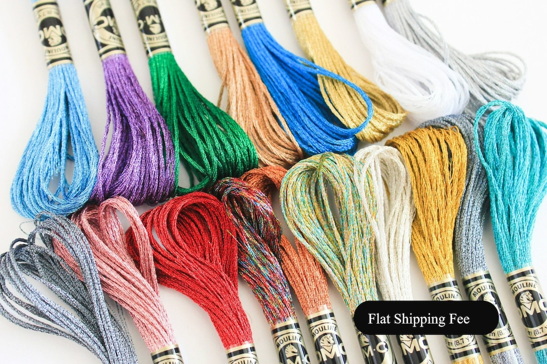 9 Pieces Metallic Embroidery Skein Threads Multi-Color Embroidery Floss Glitter Embroidery Thread Cross-Stitch Polyester Thread for Friendship