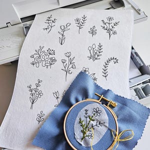 "5x druckbare wasserlösliche Vlieseline (selbstklebend) 5 leere Bögen 21,5 x 30,5 cm - Transfermuster zum Sticken