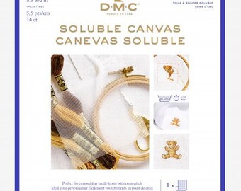 14ct DMC Water Soluble Canvas 8" x 8.5" sheet (20cmx 22cm) - 1 sheet in the package/ Cross Stitch Soluble Canvas/ 14 count Soluble Canvas