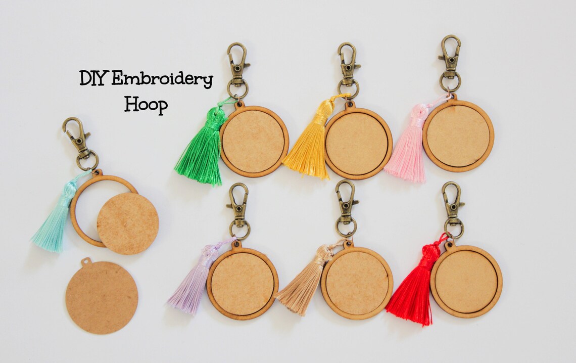 DIY 3x Mini Wooden Embroidery Keychain Hoops Mini Embroidery Etsy