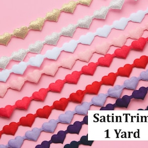 1 Yard Satin Herz Pom Pom Borte, Pom Pom pro Meter, Kleine Pom Pom Borte, Pom Pom Fransen,Herz Borte, Herz Fransen,Pom Pom Girlande, PomPom Borte